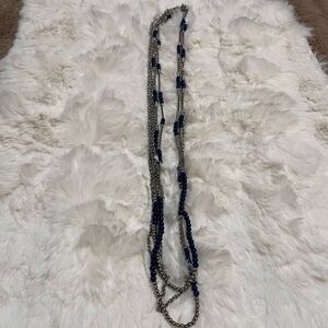 Elegant Silver and Blue Beaded Necklace